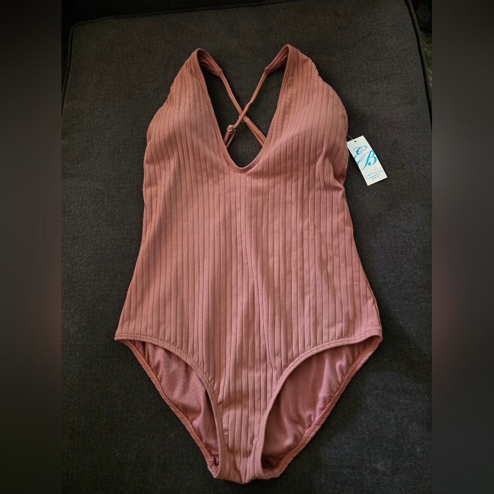Emerald Brown and Tan Bodysuit Fitted Ribbed Knit